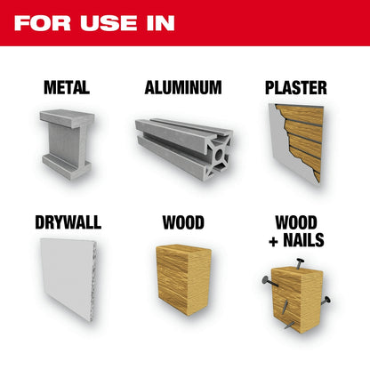 For use in Metal, Aluminum, Plaster, Drywall, Wood, Wood + Nails