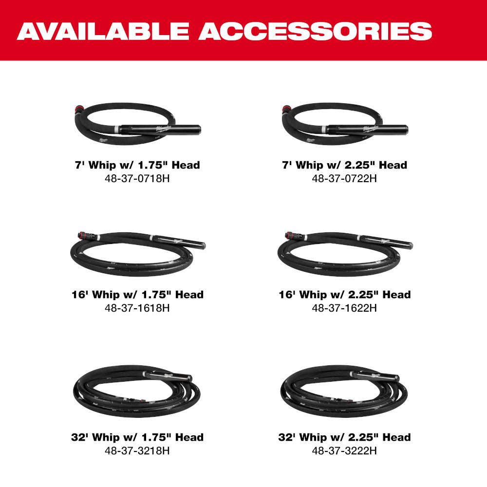 MX FUEL™ Backpack High Cycle Concrete Vibrator Kit w/ 7' Whip / 1.75" Head