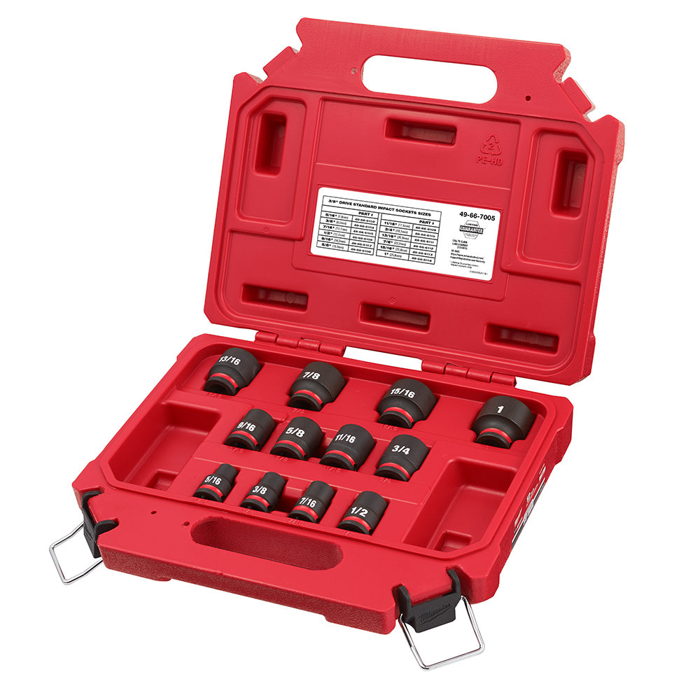 12PCSHOCKWAVE™ Impact Duty 3/8" Drive SAE Standard 6 Point Socket Set
