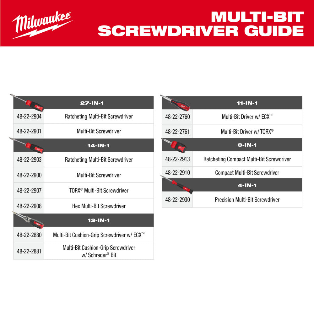 13-in-1 Cushion Grip Screwdriver with Schrader Bit