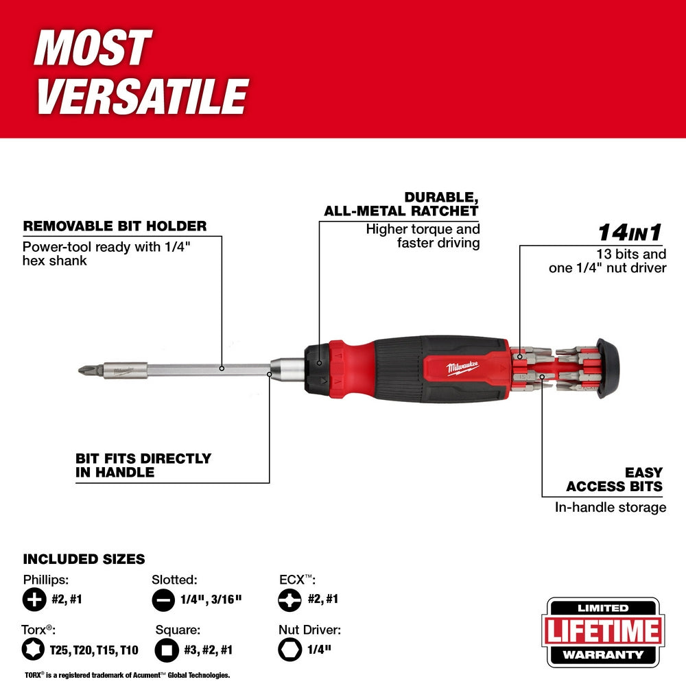 14-in-1 Ratcheting Multi-Bit Screwdriver