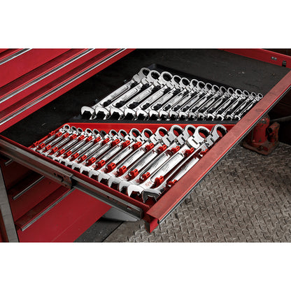 15pc Metric Flex Head Ratcheting Combination Wrench Set