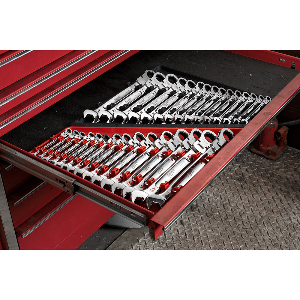 15pc SAE Flex Head Ratcheting Combination Wrench Set
