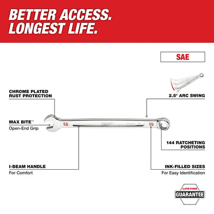 15pc. SAE Ratcheting Combination Wrench Set with Tray for PACKOUT™ Drawers