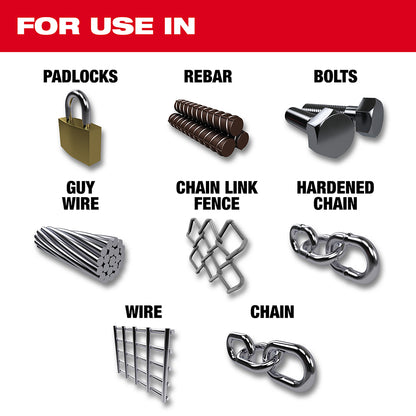 For use in Padlocks, Rebar, Bolts, Guy Wire, Chain Link Fence, Hardened Chained, Wire, Chain
