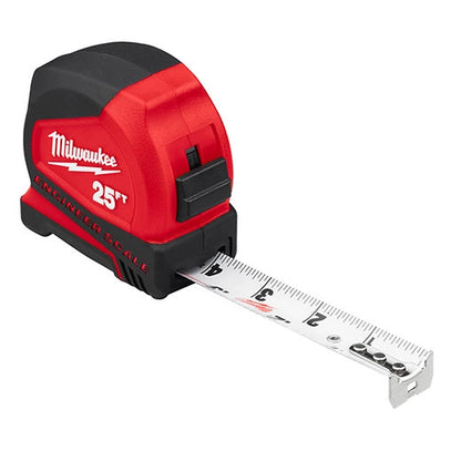 25ft Compact Tape Measure with Engineer Scale