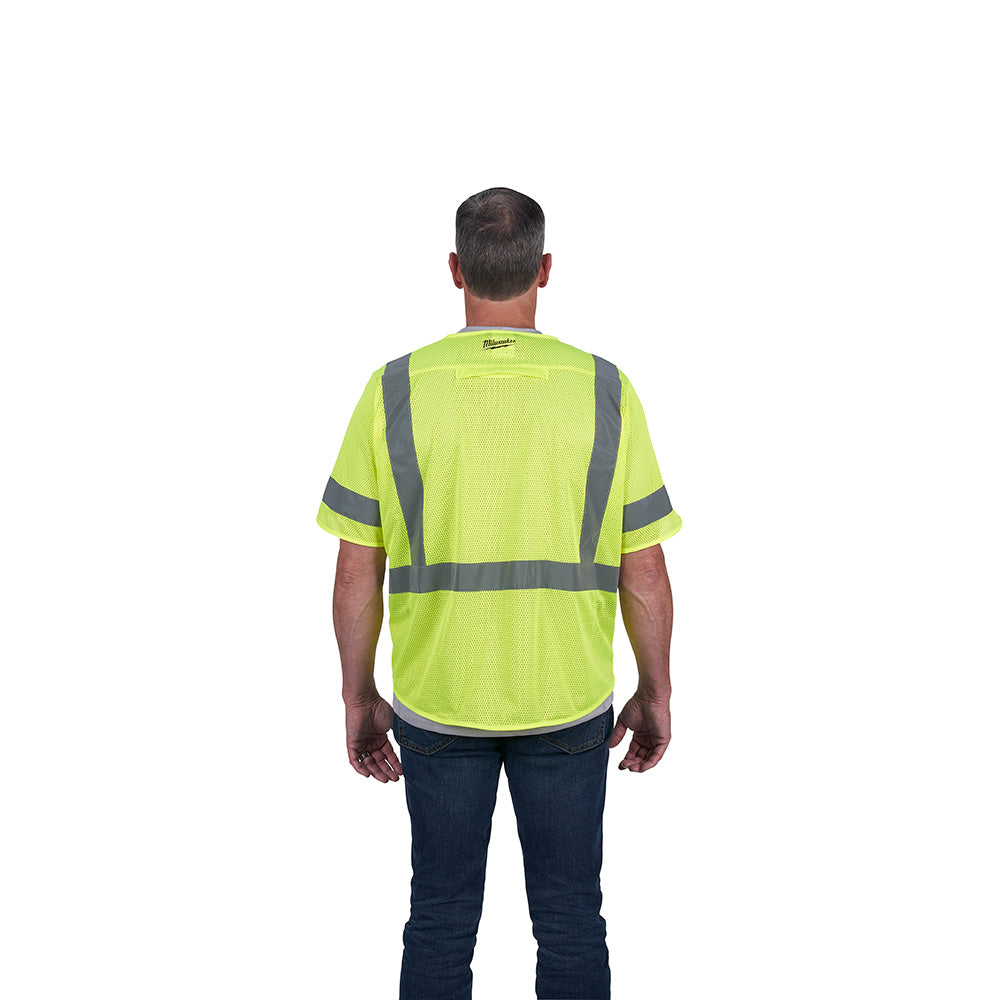 Class 3 High Visibility Yellow Mesh Safety Vest - S/M