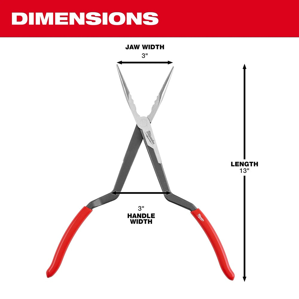 Garden shears with labeled dimensions on a white background