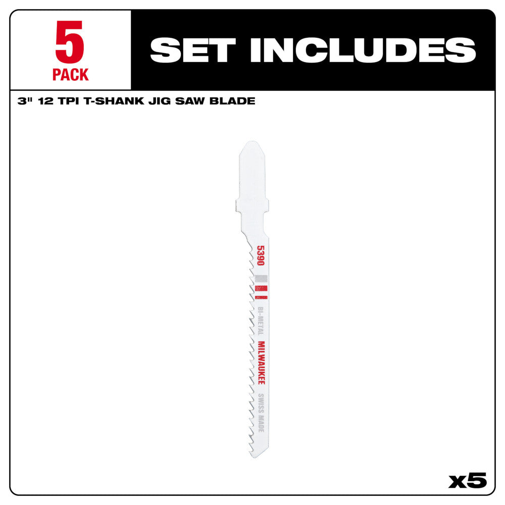 3" 12TPI T-Shank Multi-Material Bi-Metal Jig Saw Blade (5 PK)