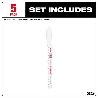 3" 12TPI T-Shank Multi-Material Bi-Metal Jig Saw Blade (5 PK)