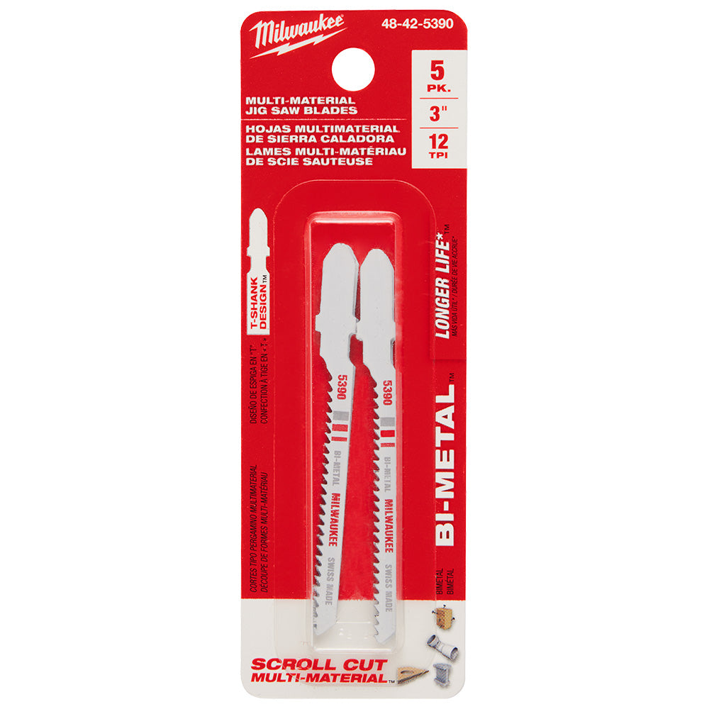 3" 12TPI T-Shank Multi-Material Bi-Metal Jig Saw Blade (5 PK)
