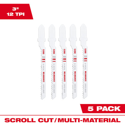 3" 12TPI T-Shank Multi-Material Bi-Metal Jig Saw Blade (5 PK)