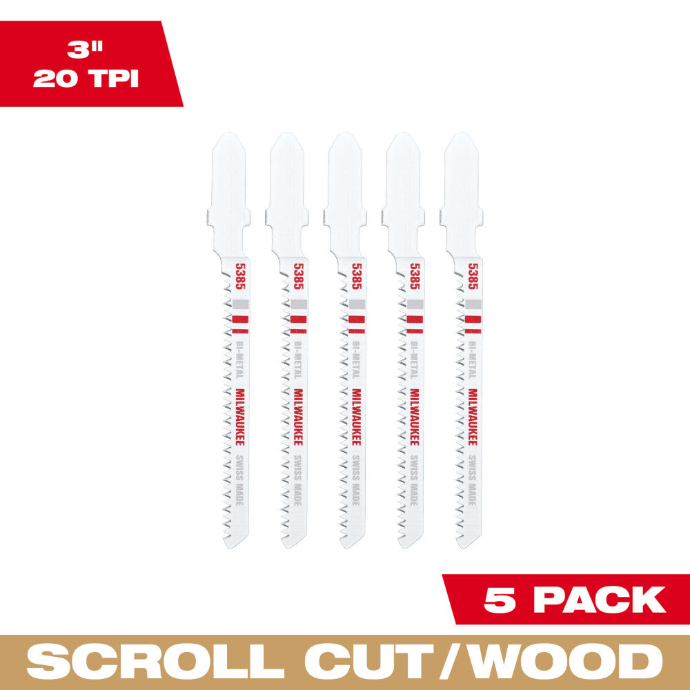 3" 20TPI T-Shank Wood Bi-Metal Jig Saw Blade (5 PK)