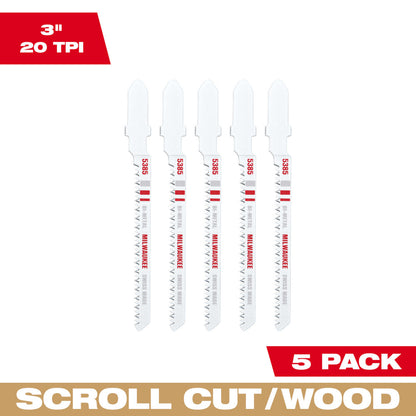 3" 20TPI T-Shank Wood Bi-Metal Jig Saw Blade (5 PK)