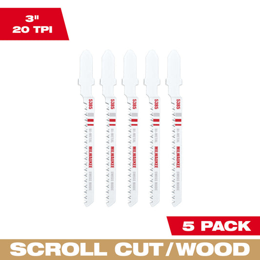 3" 20TPI T-Shank Wood Bi-Metal Jig Saw Blade (5 PK)