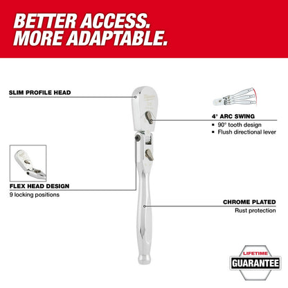 3/8" Drive 9" Flex Head Ratchet