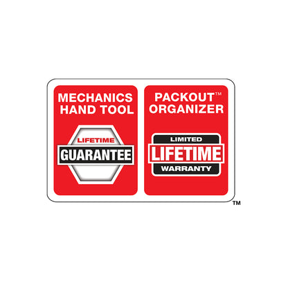 Mechanics Hand: Tool Lifetime Guarantee, PACKOUT Organizer: Limited Lifetime Warranty
