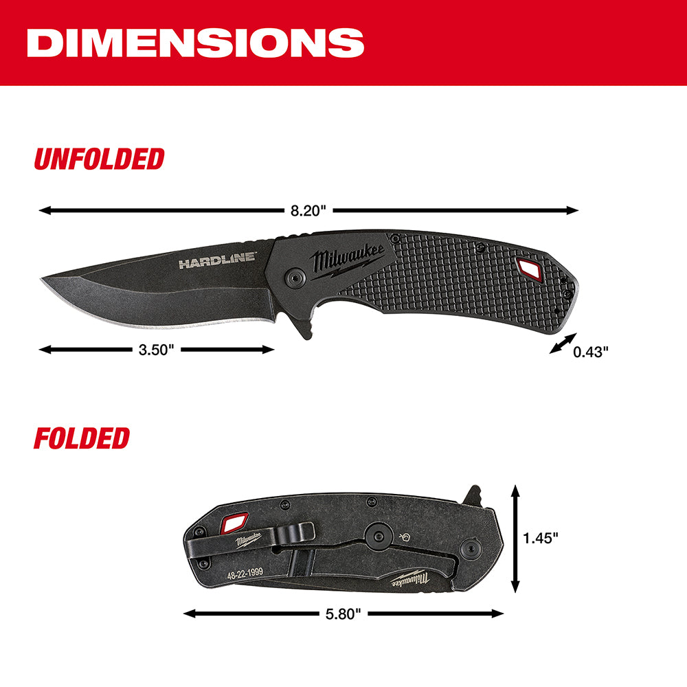 3.5 in. HARDLINE™ Smooth Recurve Drop Point Blade Pocket Knife