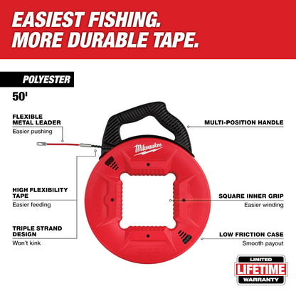 50 Ft. Polyester Fish Tape w/ Flexible Metal Leader