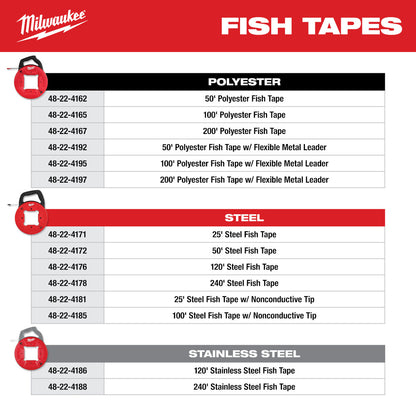 100 Ft. 1/4 in. Steel Fish Tape