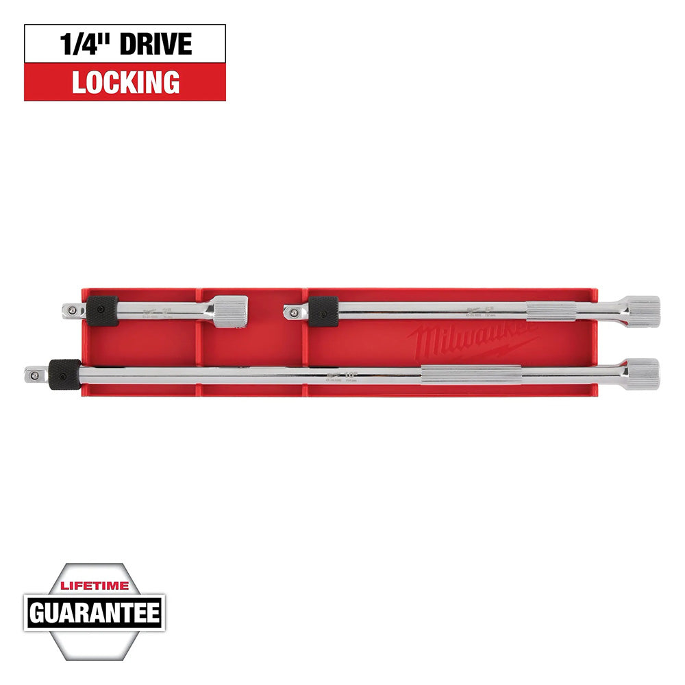 3pc 1/4” Drive Locking Extension Set