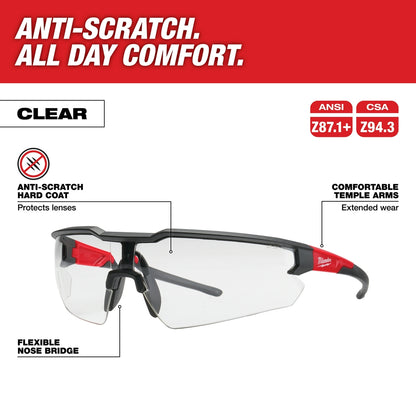 3PK Safety Glasses - Clear Anti-Scratch Lenses