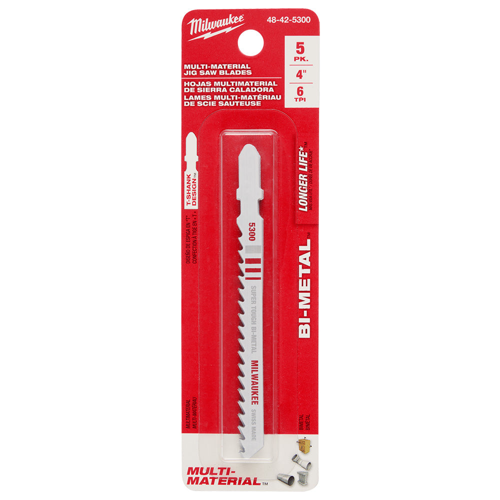 4" 6TPI T-Shank Multi Material Bi-Metal Jig Saw Blade (5 PK)