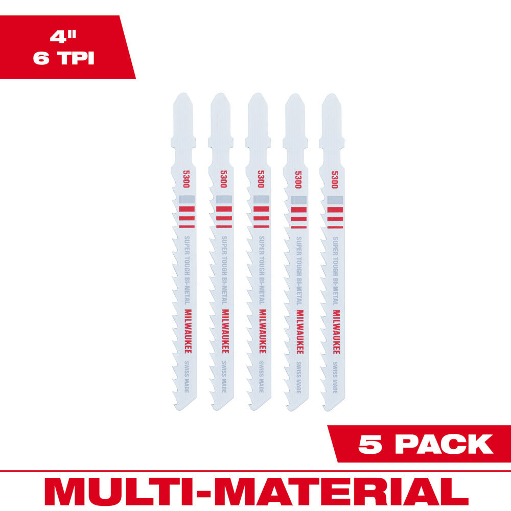 4" 6TPI T-Shank Multi Material Bi-Metal Jig Saw Blade (5 PK)