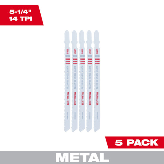 5-1/4" 14TPI T-Shank Metal Cutting Bi-Metal Jig Saw Blades (5 PK)