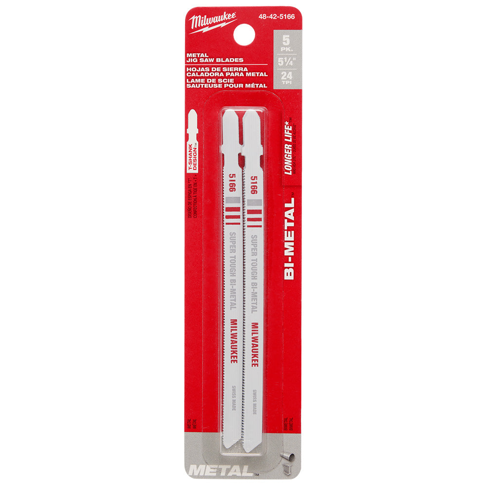 5-1/4" 24TPI T-Shank Metal Cutting Bi-Metal Jig Saw Blades (5 PK)