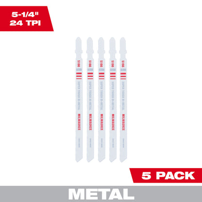 5-1/4" 24TPI T-Shank Metal Cutting Bi-Metal Jig Saw Blades (5 PK)