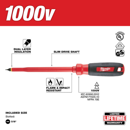 5/16 in. Slotted - 7 in. 1000 V Insulated Screwdriver
