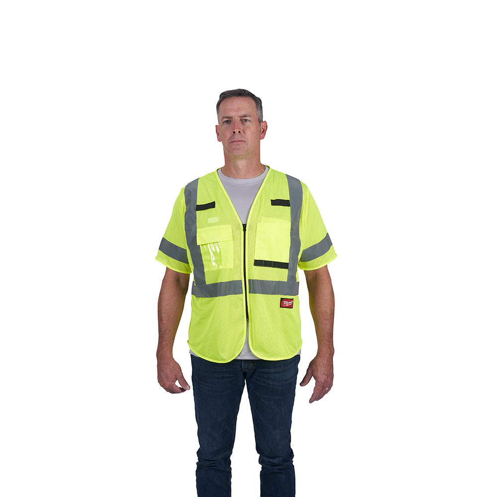 Class 3 High Visibility Yellow Mesh Safety Vest - S/M