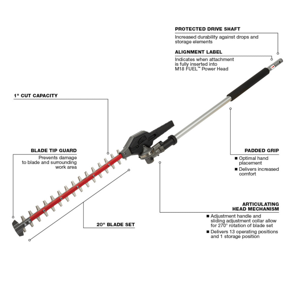 M18 FUEL™ QUIK-LOK™ Articulating Hedge Trimmer Attachment
