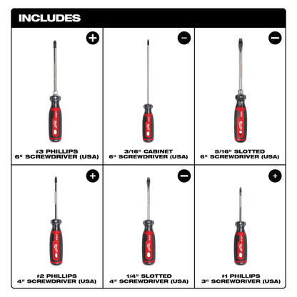 6PC Cushion Grip Screwdriver Kit (USA)