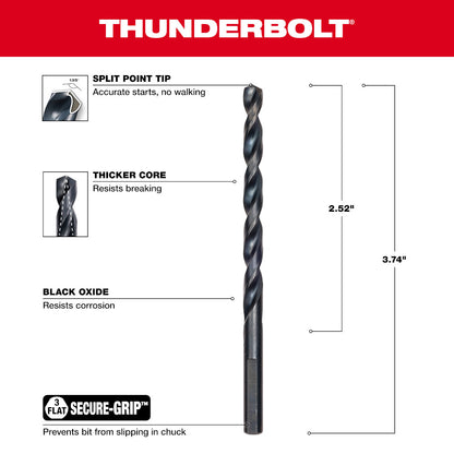Drill bit with measurements and features highlighted on a white background.