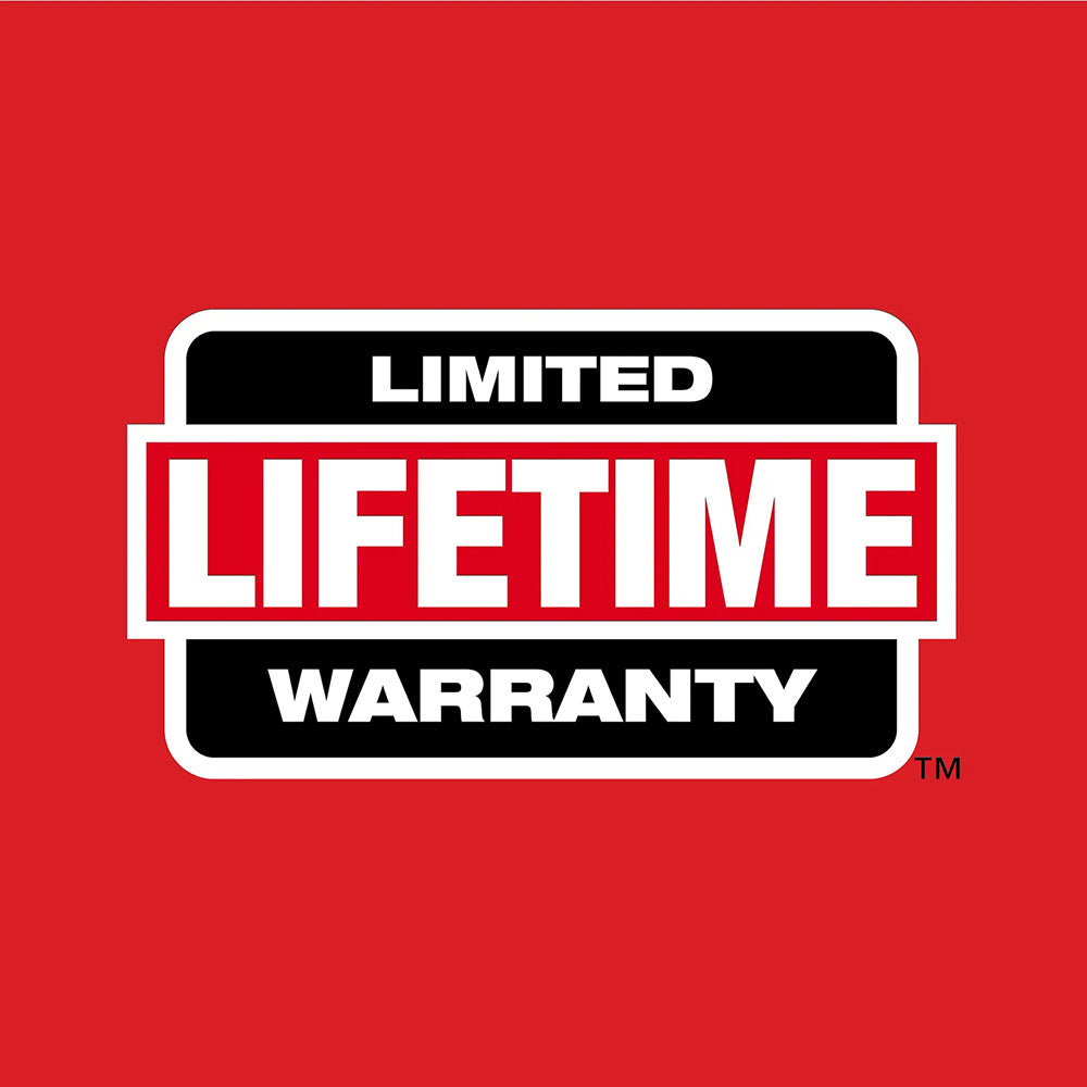 Limited Lifetime Warranty logo on a red background