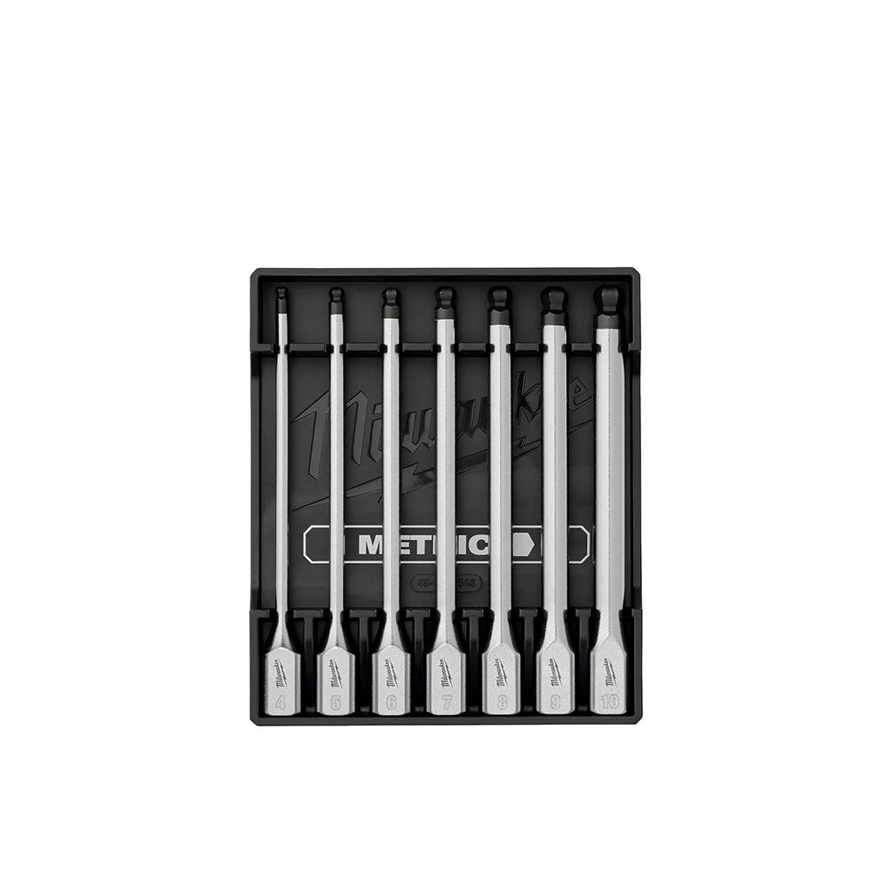 7pc 3/8” Drive Long Ball End Hex Bit Socket Set - Metric