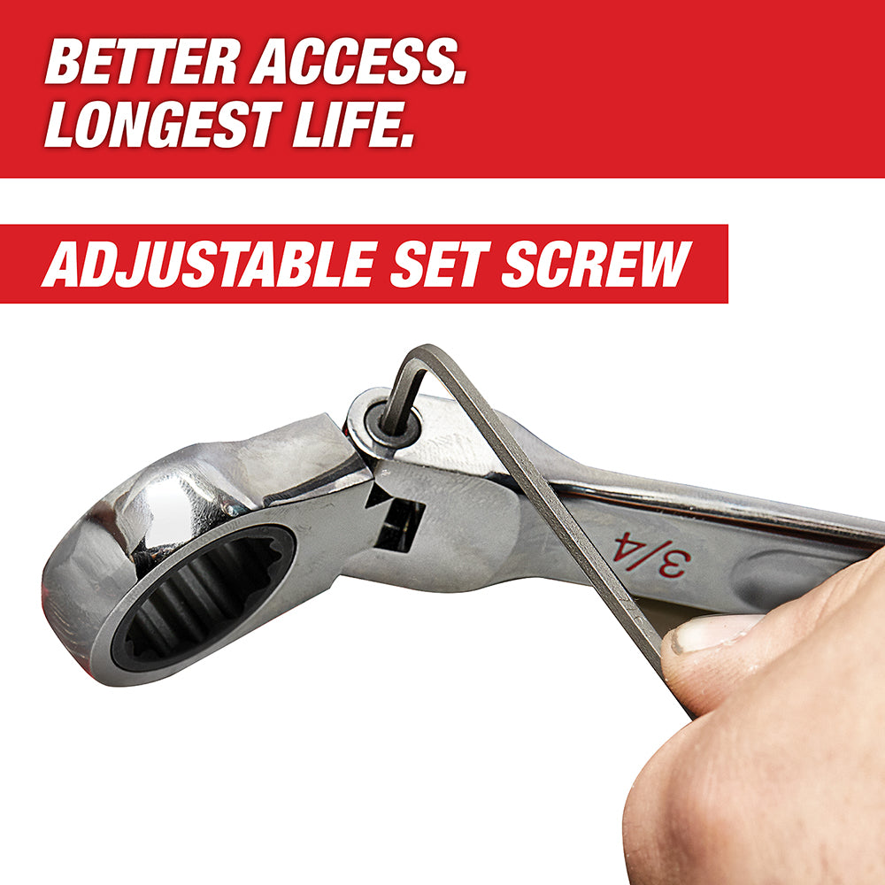 7pc Metric Flex Head Ratcheting Combination Wrench Set