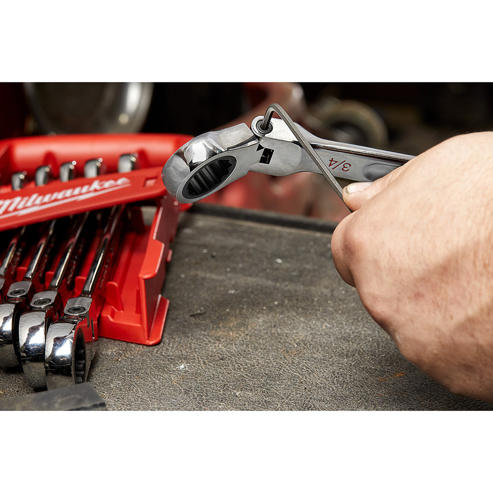 7pc Metric Flex Head Ratcheting Combination Wrench Set
