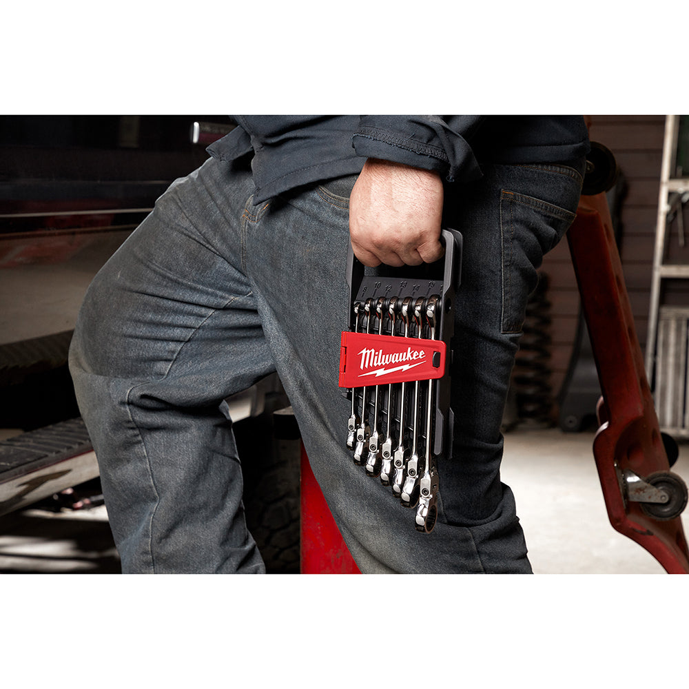 7pc Metric Flex Head Ratcheting Combination Wrench Set