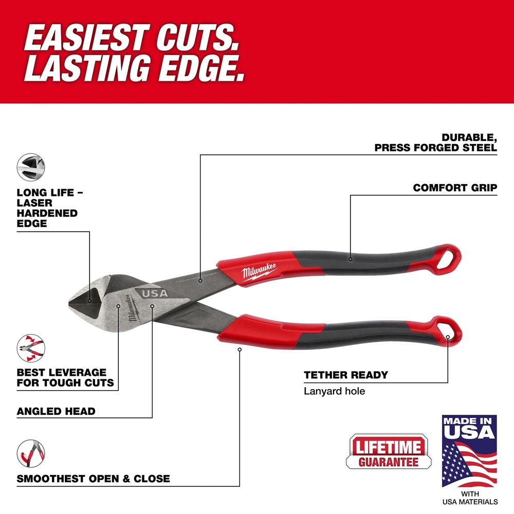 8" Angled Head Diagonal Comfort Grip Cutting Pliers (USA)