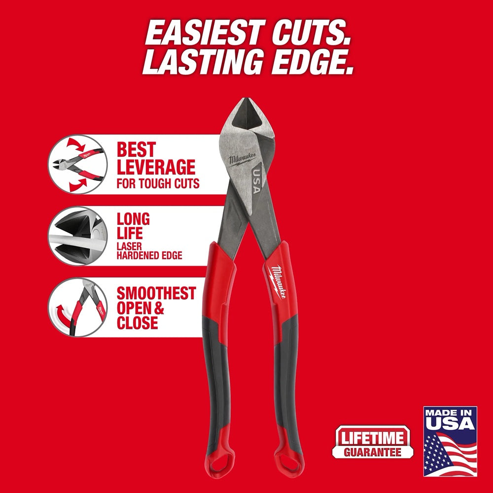 8" Angled Head Diagonal Comfort Grip Cutting Pliers (USA)