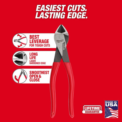 8" Angled Head Diagonal Dipped Grip Cutting Pliers (USA)