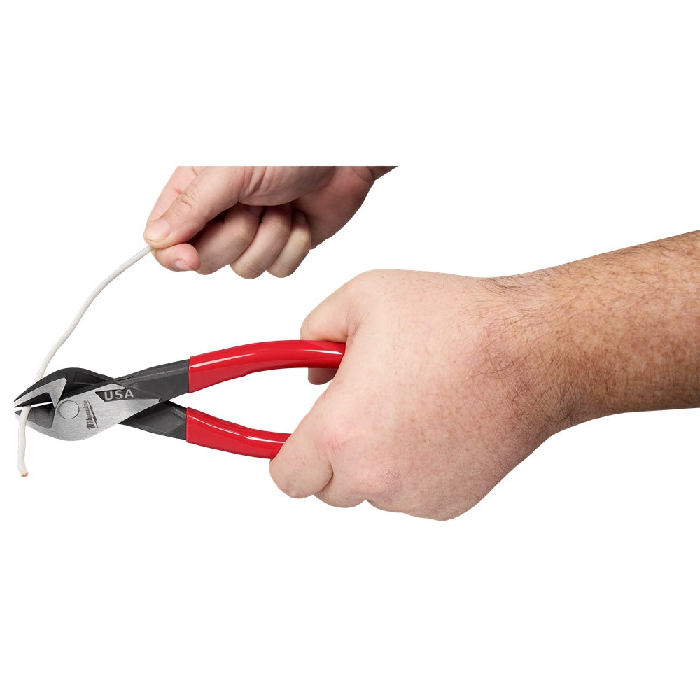 8" Angled Head Diagonal Dipped Grip Cutting Pliers (USA)