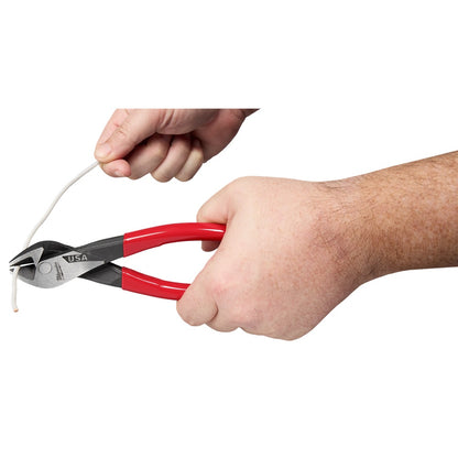 8" Angled Head Diagonal Dipped Grip Cutting Pliers (USA)