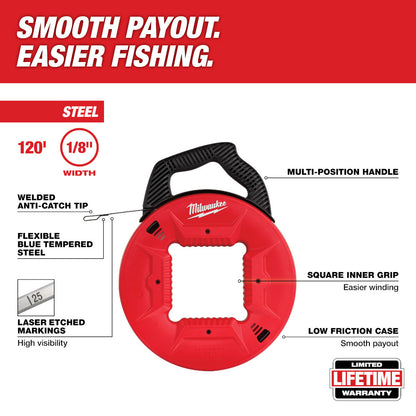 120 Ft. 1/8 in. Steel Fish Tape