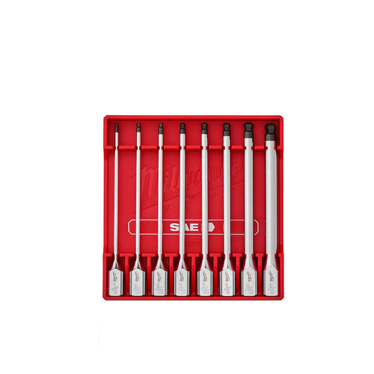 8pc 3/8” Drive Long Ball End Hex Bit Socket Set - SAE