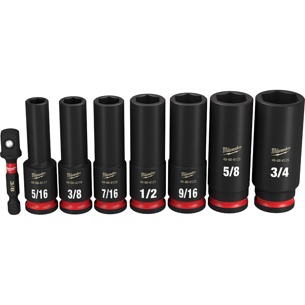 8PC SHOCKWAVE™ Impact Duty 3/8" Drive SAE Deep 6 Point Socket Set