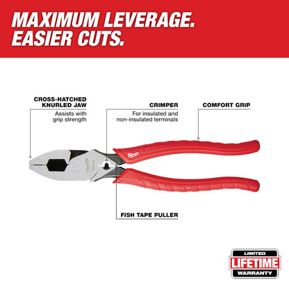 9 in. High Leverage Lineman's Pliers w/ Crimper